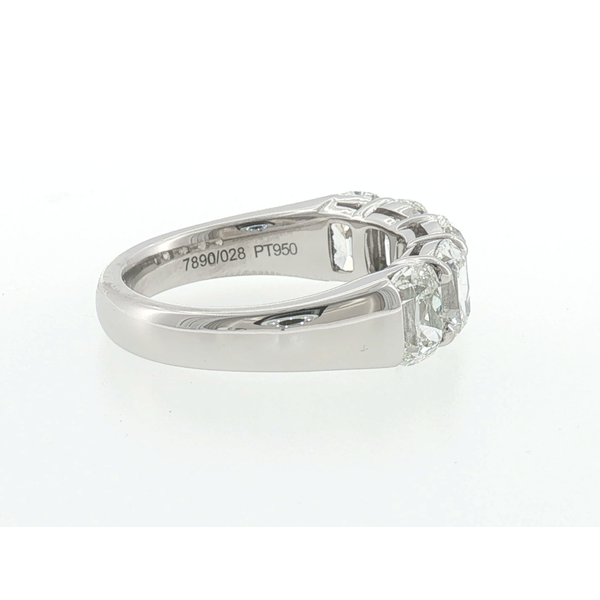 Platinum Vintage Cut Diamond Five Stone Shared Prong Wedding Band Image 2 Saxons Fine Jewelers Bend, OR