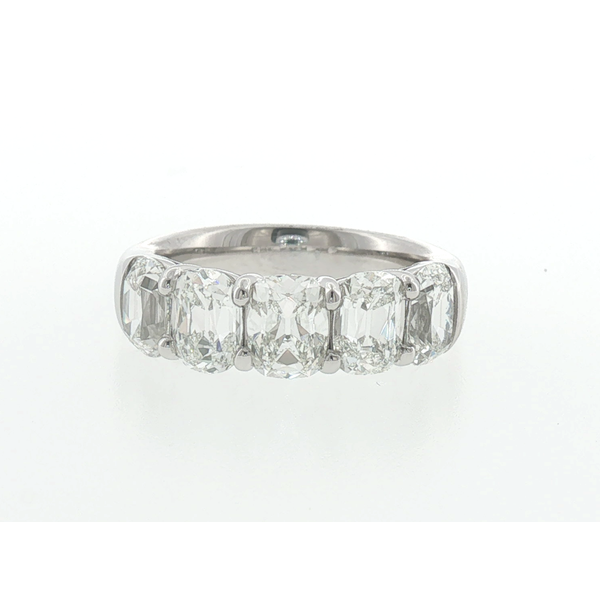 Platinum Vintage Cut Diamond Five Stone Shared Prong Wedding Band Saxons Fine Jewelers Bend, OR