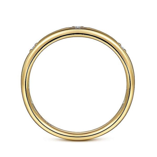Gabriel & Co. 14 Karat Yellow Gold Three Diamond Flush Set Band Image 2 Saxons Fine Jewelers Bend, OR