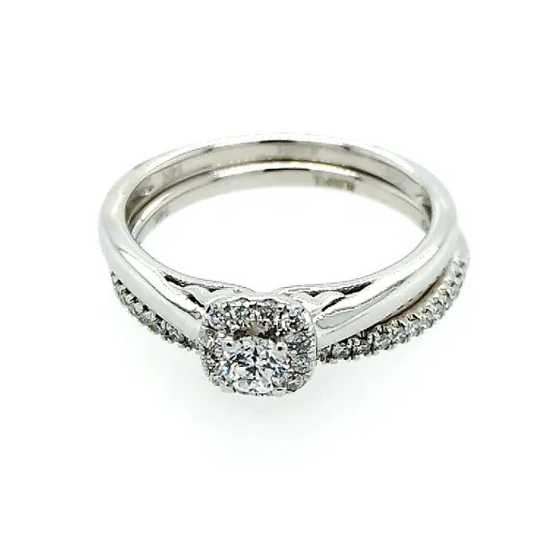 White Gold and Diamond Halo Wedding Set Saxons Fine Jewelers Bend, OR