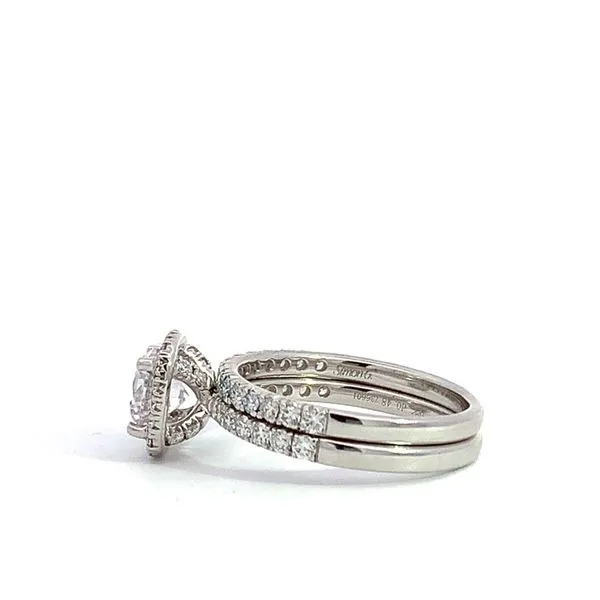 18 Karat White Gold Halo Wedding Set Image 2 Saxons Fine Jewelers Bend, OR