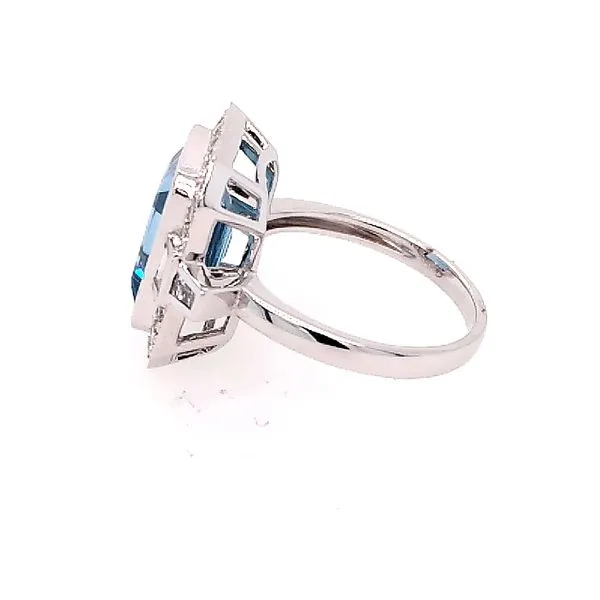 White Gold Aquamarine Diamond Ring Image 2 Saxons Fine Jewelers Bend, OR