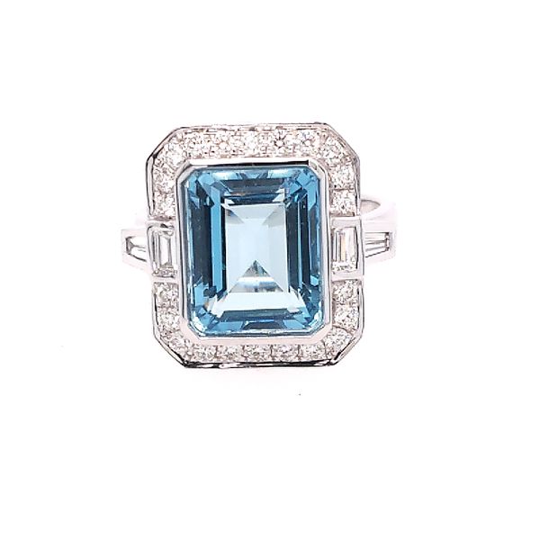 White Gold Aquamarine Diamond Ring Saxons Fine Jewelers Bend, OR