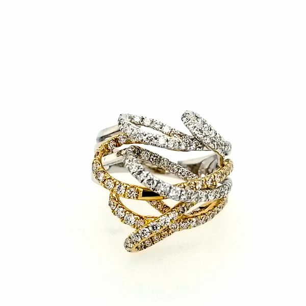 White Gold/Yellow Gold and Twisted Diamond Ring Saxons Fine Jewelers Bend, OR