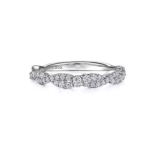 Gabriel & Co. White Gold and Twisted Diamond Stackable Ring with Faint Color Saxons Fine Jewelers Bend, OR