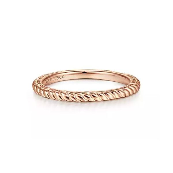 Gabriel & Co. 14 Karat Rose Gold Twisted Rope Stackable Ring Saxons Fine Jewelers Bend, OR