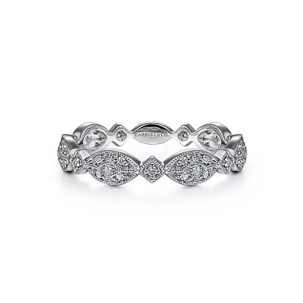 14 Karat White Gold Marquise Station Cluster Diamond Ring Saxons Fine Jewelers Bend, OR