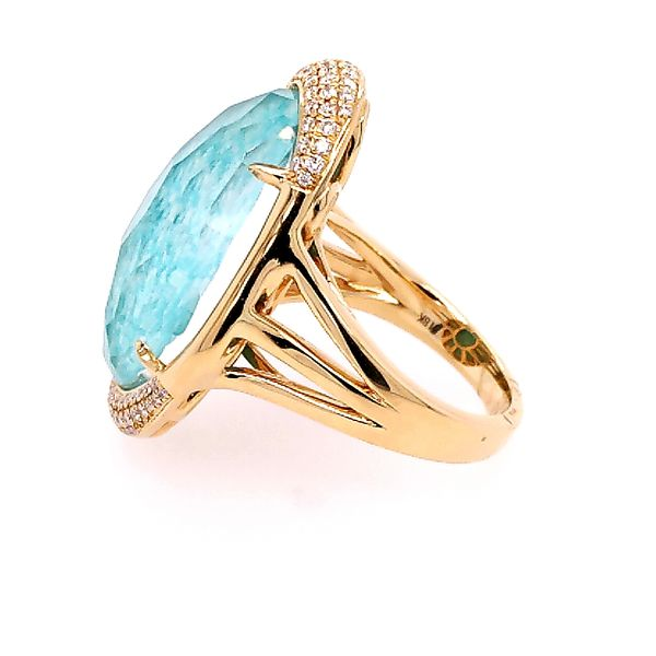 Doves. Yellow Giold Amazonite Diamond Fashion Ring Image 2 Saxons Fine Jewelers Bend, OR
