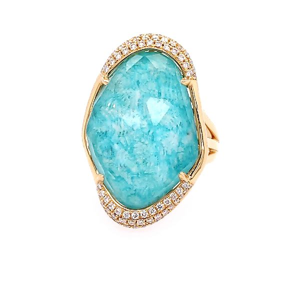 Doves. Yellow Giold Amazonite Diamond Fashion Ring Saxons Fine Jewelers Bend, OR