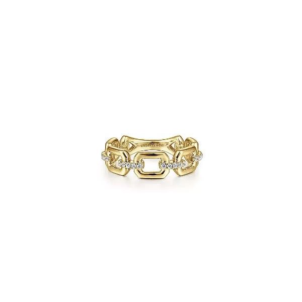 Chain Style Yellow Gold and Diamond Stacking Ring Saxons Fine Jewelers Bend, OR