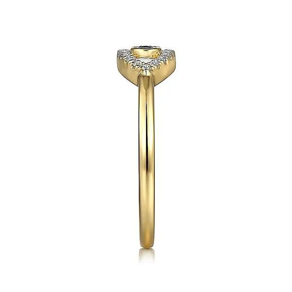 Gabriel & Co. 14 Karat Yellow Gold Diamond Blue Sapphire Evil Eye White Enamel Ring Image 3 Saxons Fine Jewelers Bend, OR
