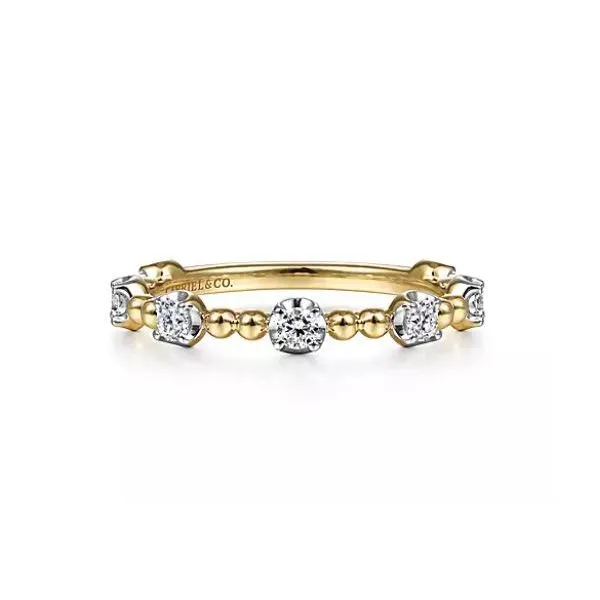 Gabriel & Co. 14 Karat Yellow Gold Bujukan Ball Diamond Cluster Station Ring Saxons Fine Jewelers Bend, OR