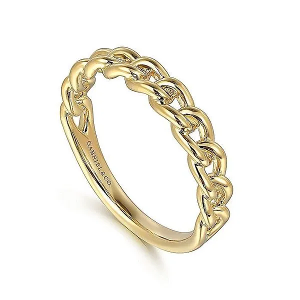 Gabriel & Co. 14 Karat Yellow Gold Cuban Link Stackable Band Image 3 Saxons Fine Jewelers Bend, OR