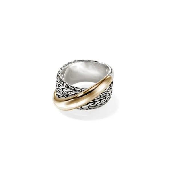 14 Karat Silver Yellow Gold Crossover Ring Saxons Fine Jewelers Bend, OR