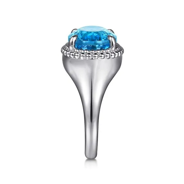 Gabriel & Co. Sterling Silver Blue Topaz Signet Ring