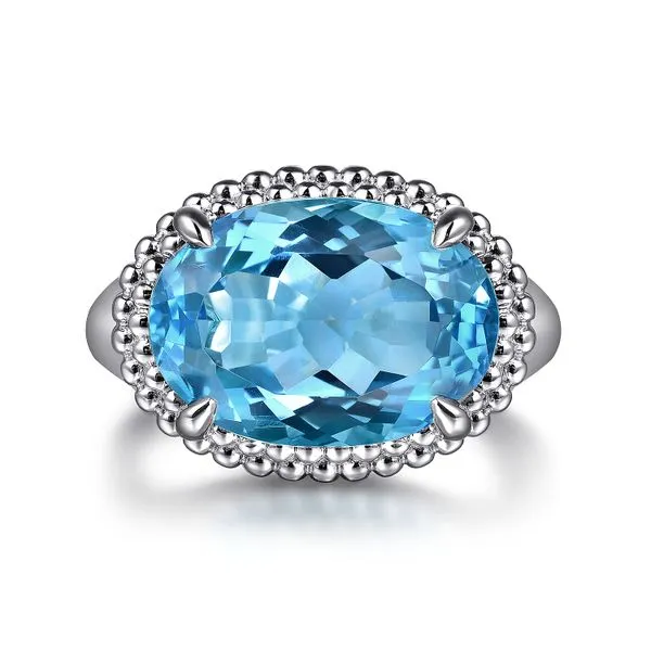 Gabriel & Co. Sterling Silver Blue Topaz Signet Ring