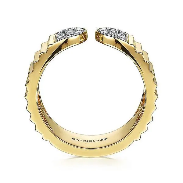 Gabriel & Co. 14 Karat Yellow Gold Diamond Open Pave End Caps Ring Image 2 Saxons Fine Jewelers Bend, OR