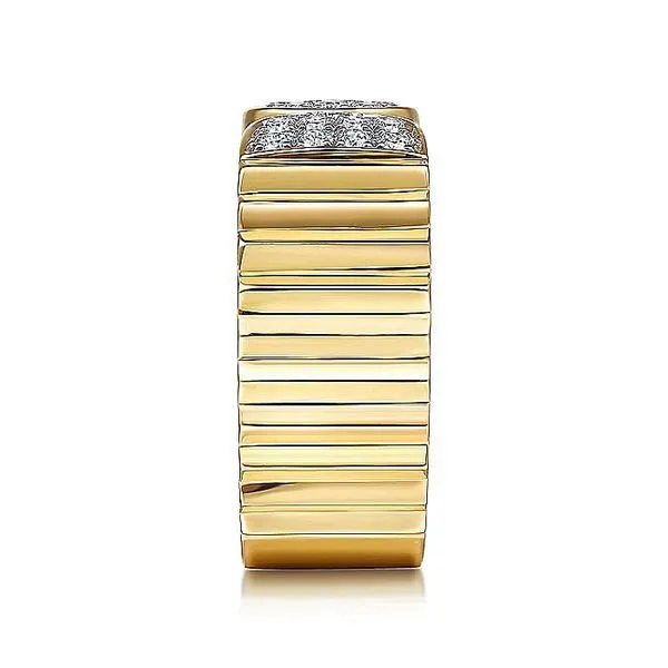 Gabriel & Co. 14 Karat Yellow Gold Diamond Open Pave End Caps Ring Image 4 Saxons Fine Jewelers Bend, OR