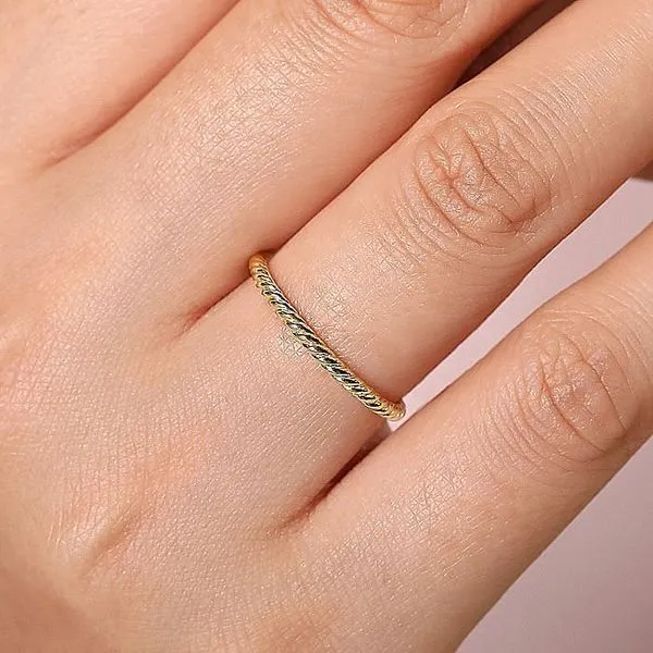 Gabriel & Co. 14 Karat Yellow Gold Twisted Rope Stackable Band Image 5 Saxons Fine Jewelers Bend, OR
