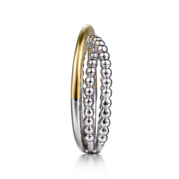 Gabriel & Co. Sterling Silver/14 Karat Yellow Gold Criss ...