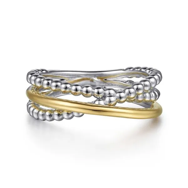 Gabriel & Co. Sterling Silver/14 Karat Yellow Gold Criss ...