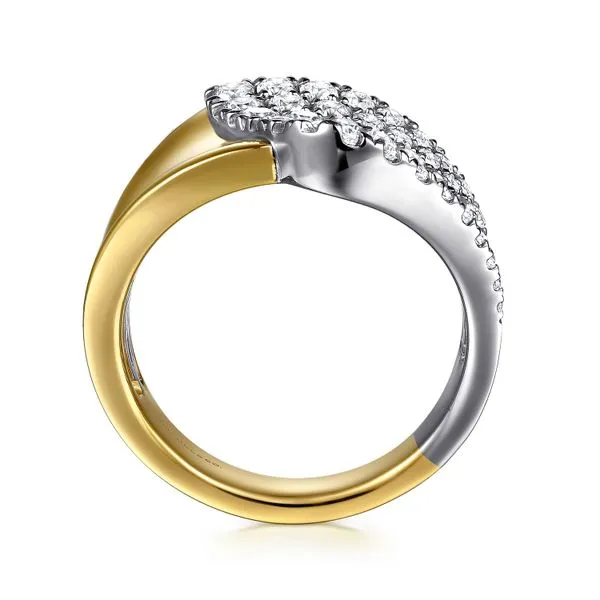 Gabriel & Co.14K WG/YG Graduating Diamond Bypass Ring