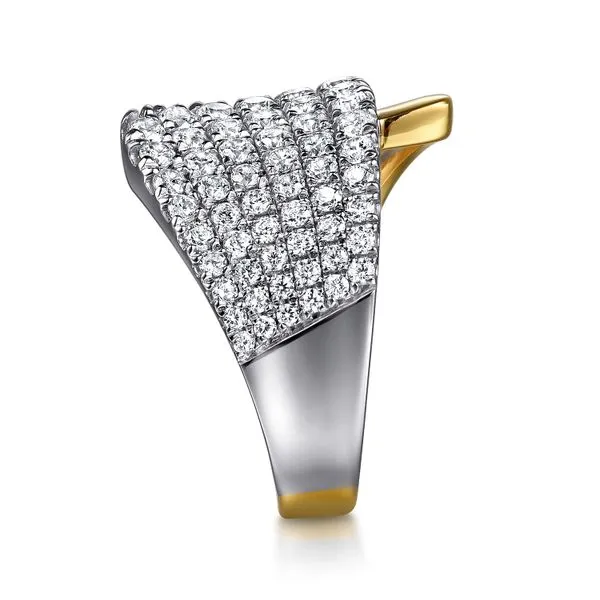 Gabriel & Co.14K WG/YG Graduating Diamond Bypass Ring