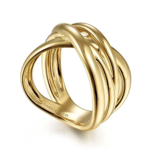 Gabriel & Co. 14K YG High Polished Criss Cross Ring