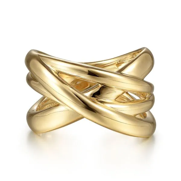 Gabriel & Co. 14K YG High Polished Criss Cross Ring