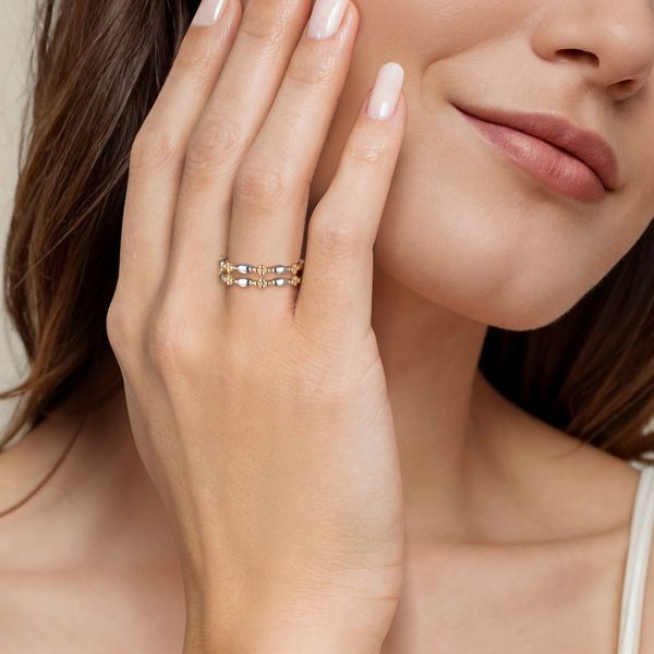 Gabriel & Co.14K Yellow Gold/Sterling Silver Bujukan Stackable Double Row Band Image 4 Saxons Fine Jewelers Bend, OR