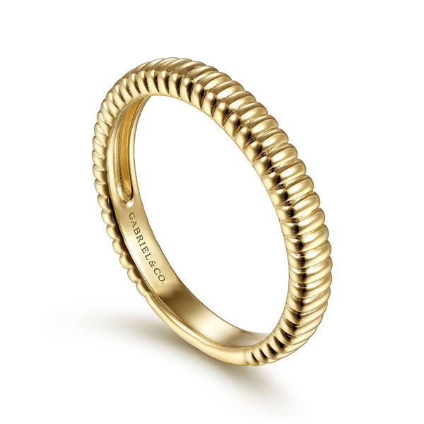 Gabriel & Co.14K Yellow Gold Textured Stacking Band Image 3 Saxons Fine Jewelers Bend, OR