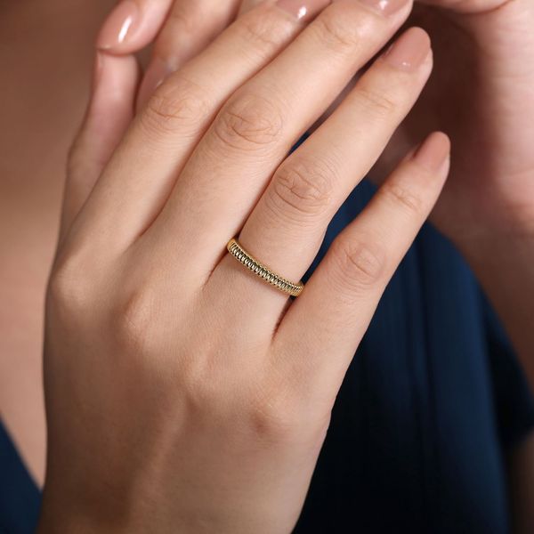 Gabriel & Co.14K Yellow Gold Textured Stacking Band Image 5 Saxons Fine Jewelers Bend, OR