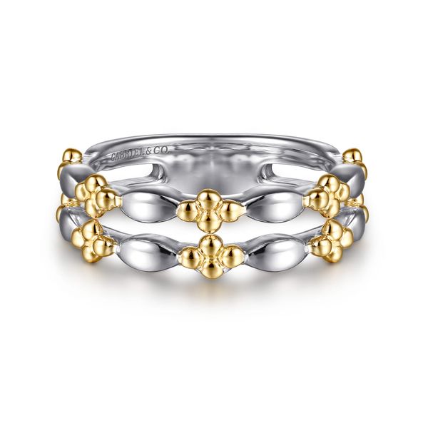 Gabriel & Co.14K Yellow Gold/Sterling Silver Bujukan Stackable Double Row Band Saxons Fine Jewelers Bend, OR