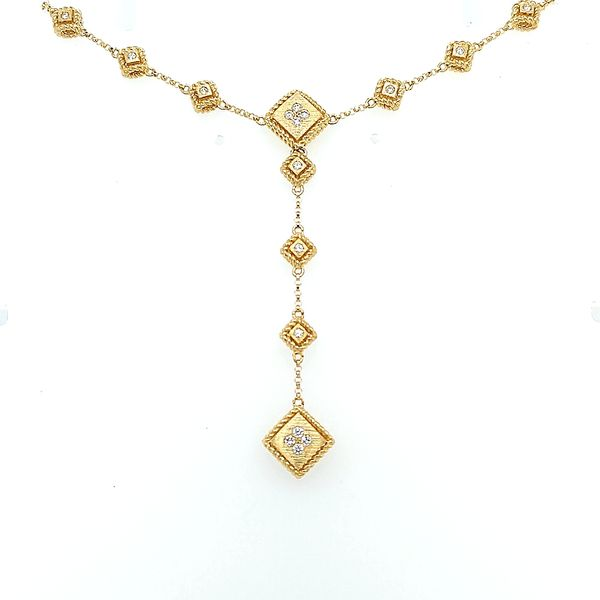 Roberto Coin 18 Karat Yellow Gold Palazzo Ducale Y Necklace 0.19 Carat Saxons Fine Jewelers Bend, OR