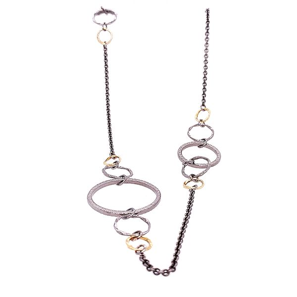 Armenta 18 Karat Grey/ Silver Textured Circle Link Necklace Image 2 Saxons Fine Jewelers Bend, OR