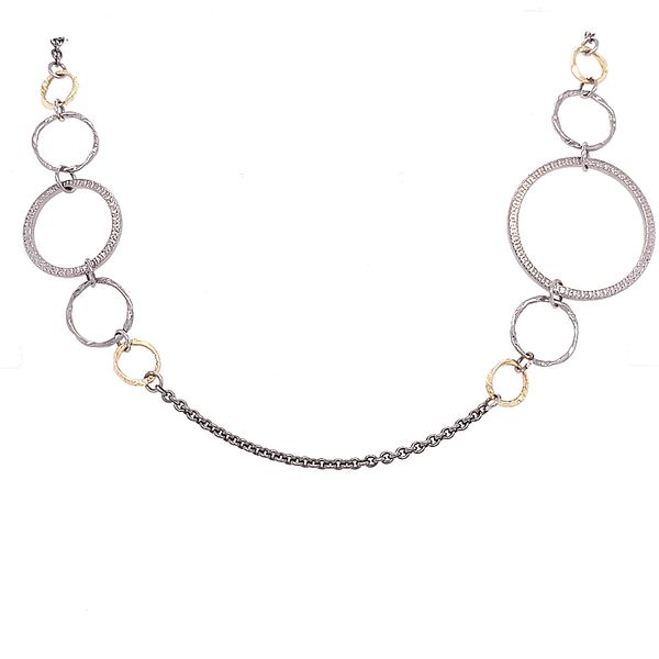 Armenta 18 Karat Grey/ Silver Textured Circle Link Necklace Saxons Fine Jewelers Bend, OR