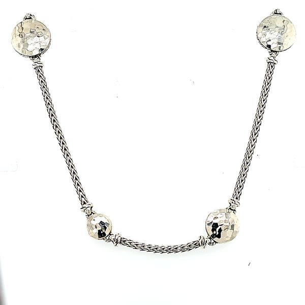 John Hardy Silver Hammered Dot Station Sautoir Necklace 36 inches Saxons Fine Jewelers Bend, OR