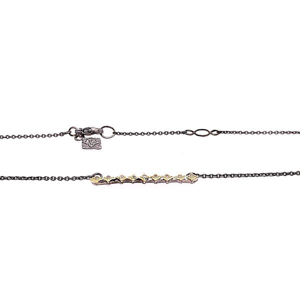 Armenta 18 Karat Yellow Gold Sterling Silver Crivelli Bar White Diamond Necklace Image 2 Saxons Fine Jewelers Bend, OR