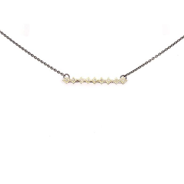 Armenta 18 Karat Yellow Gold Sterling Silver Crivelli Bar White Diamond Necklace Saxons Fine Jewelers Bend, OR