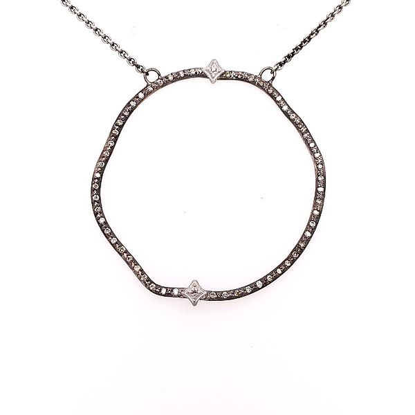 Armenta Sterling Silver Organic Crivilli Circle Pave Champagne Diamond Necklace Saxons Fine Jewelers Bend, OR