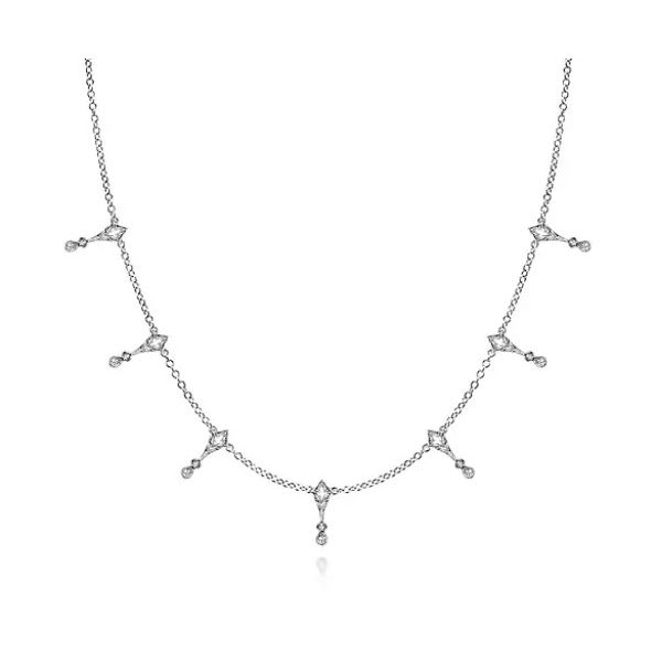 Gabriel & Co. Sterling Silver Kite White Sapphire Station Necklace Saxons Fine Jewelers Bend, OR