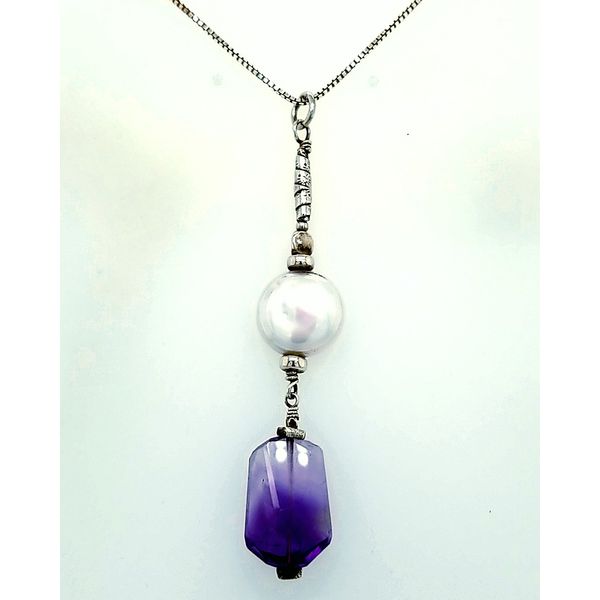 Sterling Silver Amethyst Coin Pearl Drop Pendant Saxons Fine Jewelers Bend, OR