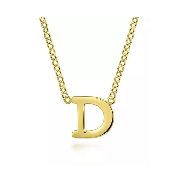 14K Yellow Gold Initial Necklace 