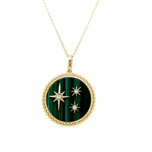 Doves. 18 Karat Malachite Diamond Pendant Saxons Fine Jewelers Bend, OR