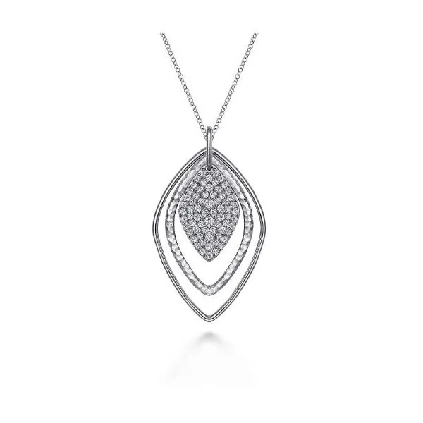 Silver Rhombus White Sapphire Necklace 001-133-00339 | Saxons Fine