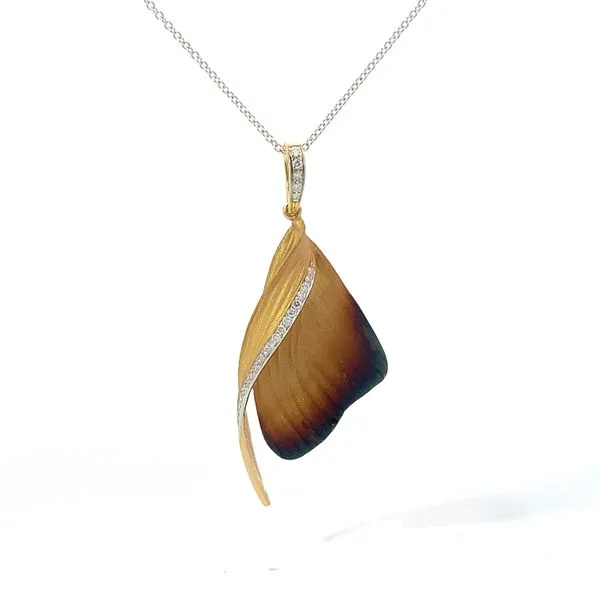 Simon G. 18 Karat Yellow Gold Diamond Butterfly Wing Pendant Saxons Fine Jewelers Bend, OR