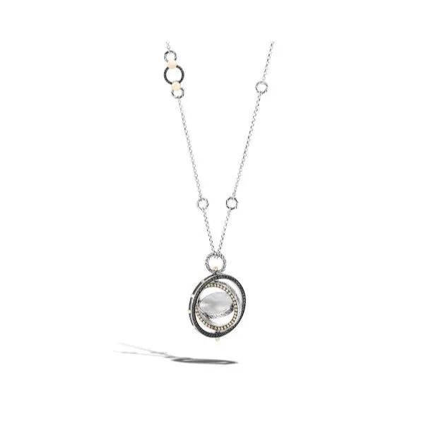 John Hardy. 18 Karat Yellow Gold/ Silver Jawan Mini Rolo Treated Black Sapphire/ Spinel Mother of Pearl Necklace Image 2 Saxons Fine Jewelers Bend, OR