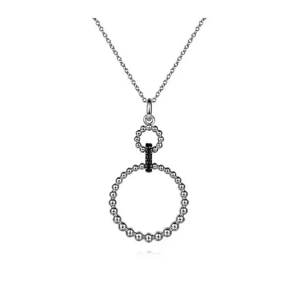 Gabriel & Co. Sterling Silver Black Spinel Double Round Bujukan Necklace Saxons Fine Jewelers Bend, OR