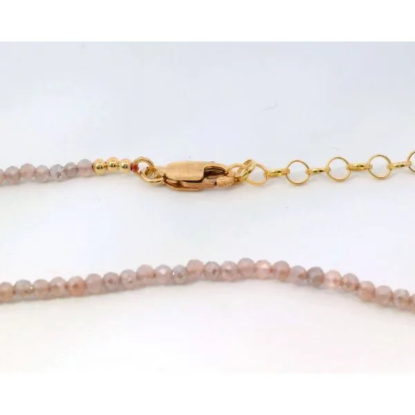 Gold Filled Peach Moonstone Faceted Beaded Necklace 18