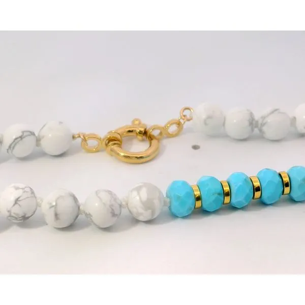 Gold Filled Howlite Turquoise Rondelle Necklace Gold Filled Spacers Image 2 Saxons Fine Jewelers Bend, OR